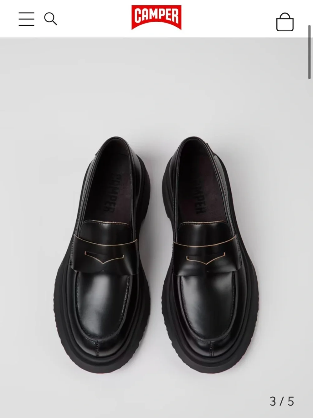 Camper Walden Black Leather Loafers - Picture 1 of 13